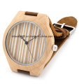 Часы ручной работы из бамбука с кожаным ремешком